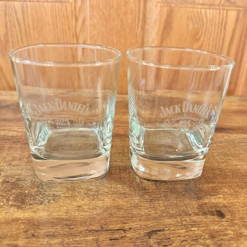 Jack Daniels Whiskey Tumbler Rock Cocktail Glasses Set of 2 Heavy Base